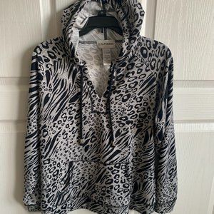 sz PM C D PETITES gray animal print pullover hoodie, CD petites, C.D.